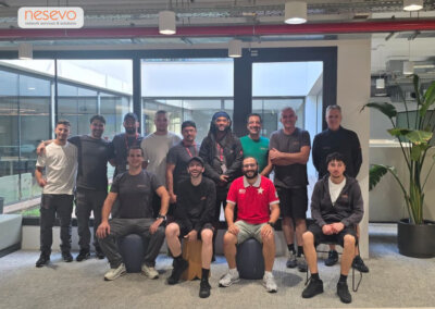 nesevo team of 12 technicians after an office rollout in Barcelona