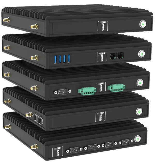 Compulab_Tensor-I22_00002 Five Compulab Tensor I-22 units with different modular front panels