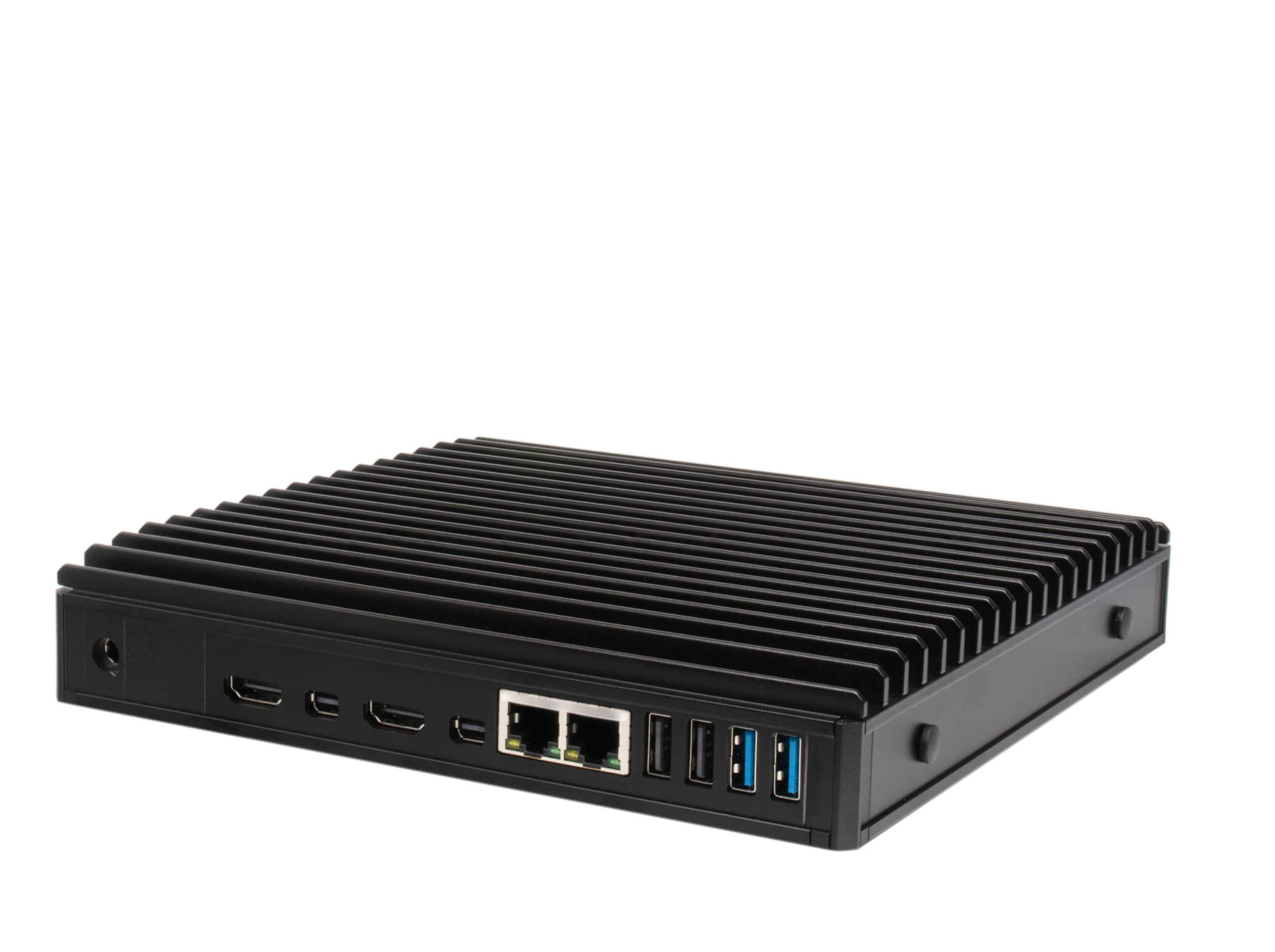 Compulab_Tensor-I22_00005 Tensor I-22 rear panel with HDMI, mini-DisplayPort, Ethernet and USB ports